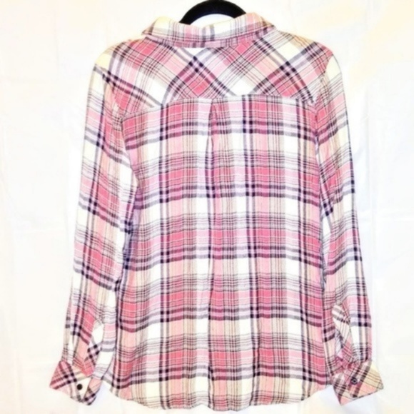 Rails Salmon Britt Plaid Rayon Button Down Shirt M - Picture 3 of 8